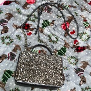 Kate Spade Maisie Laurel Way Glitter Gunmetal Crossbody Purse